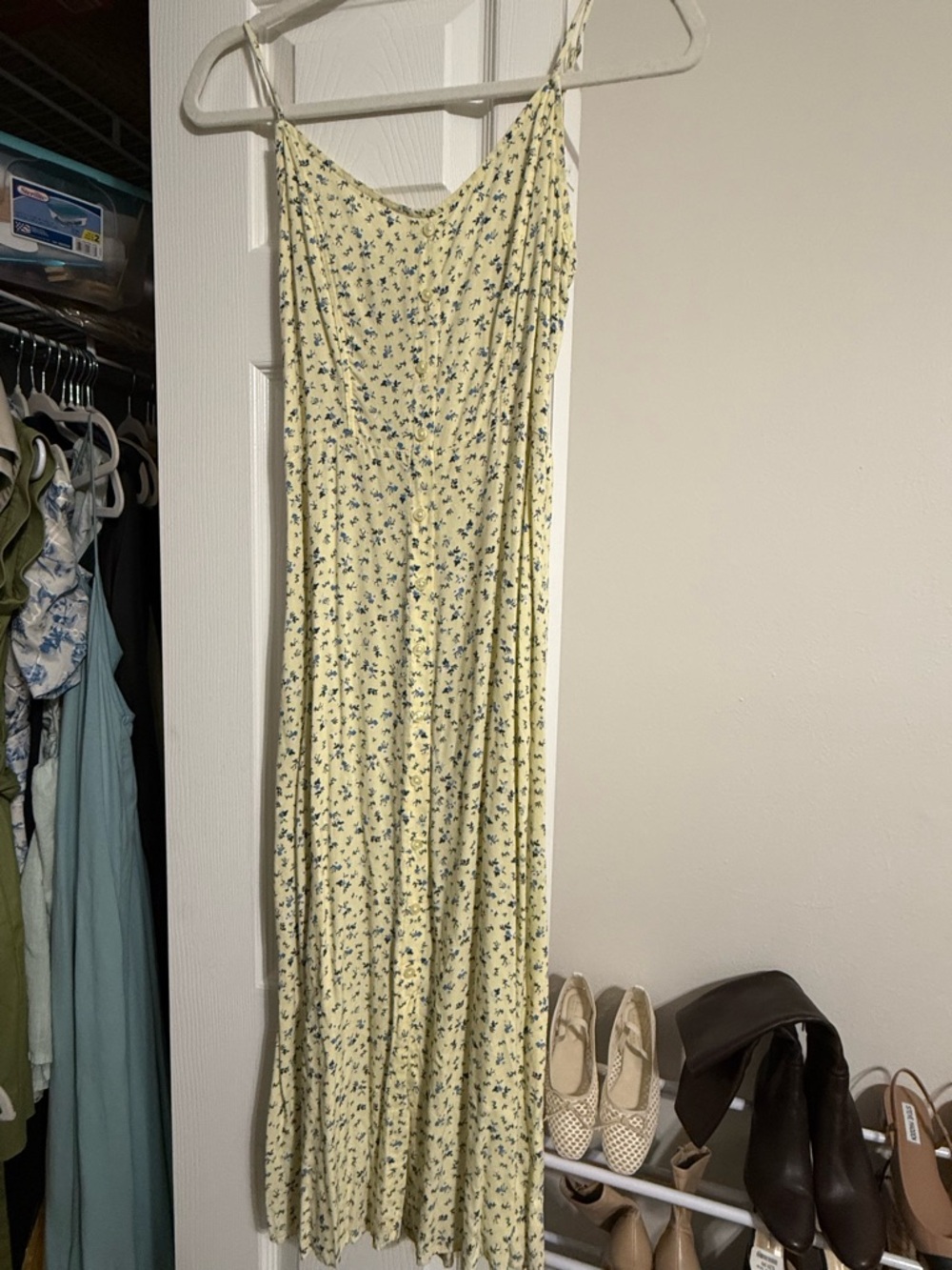 Arizona Jean Company Pale Yellow Floral Maxi Slip Dress